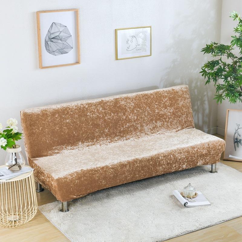 Futon Slipcover Armless Folding Sofa Cover Velvet Stretch Elastic Washable Couch Sofa Furniture Protector for Futon Moving Sofa Bed Without Armrests