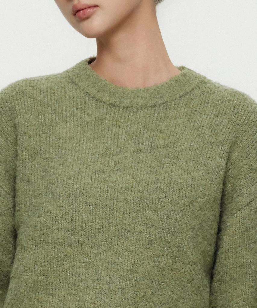 MUSINSA STANDARD WOMAN Women'S Boucle Relaxed Crew Neck Knit [Light Moss]