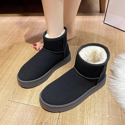 Толстые плюшевые ботинки на платформе для снега женские зимние теплые меховые хлопковые туфли женские из искусственной замши слипоны ботильоны размер 35-42