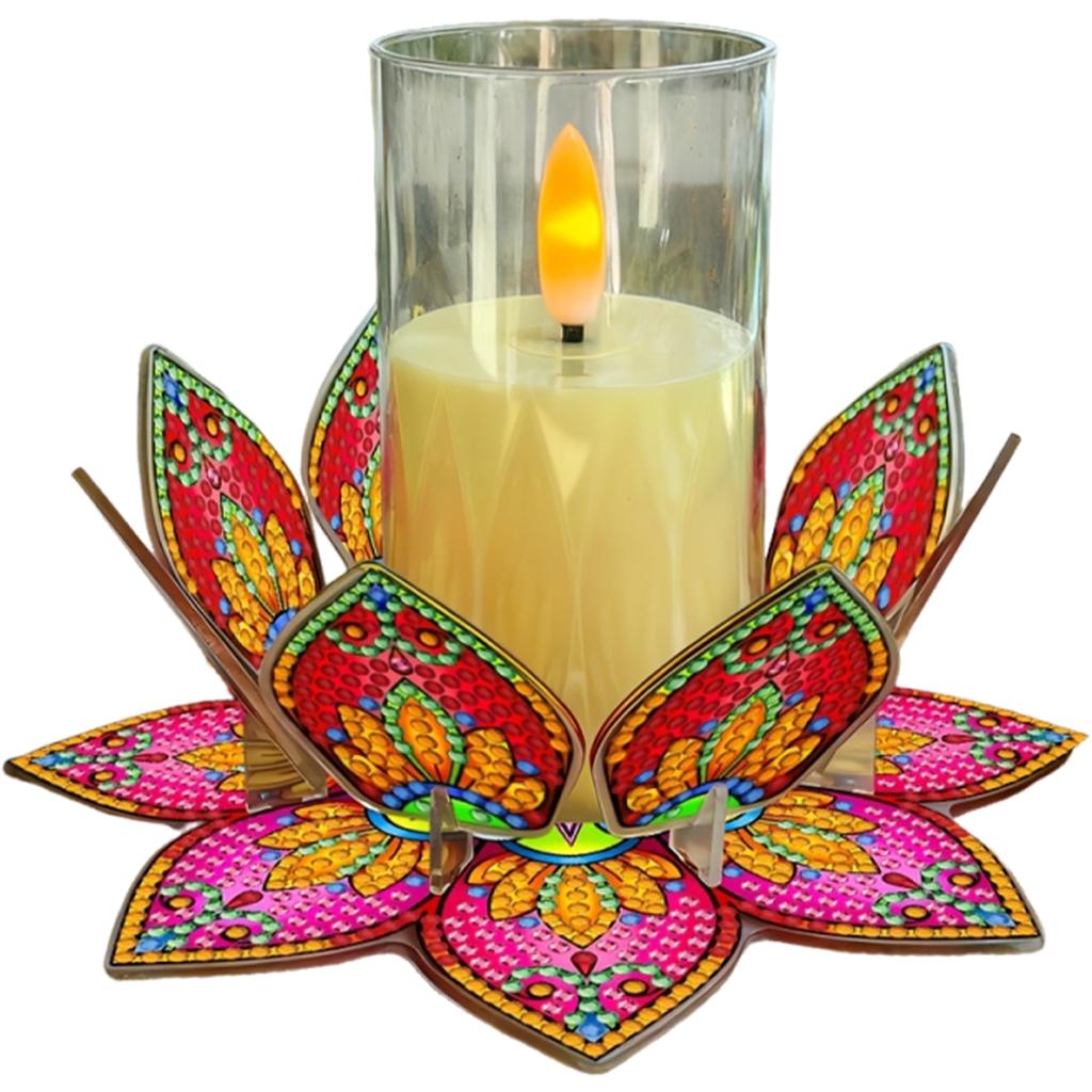 Mandala Acrylic DIY Candlestick Diamond Art Painting Kit Without Candles Table Centerpiece for Adults Home Party Decor