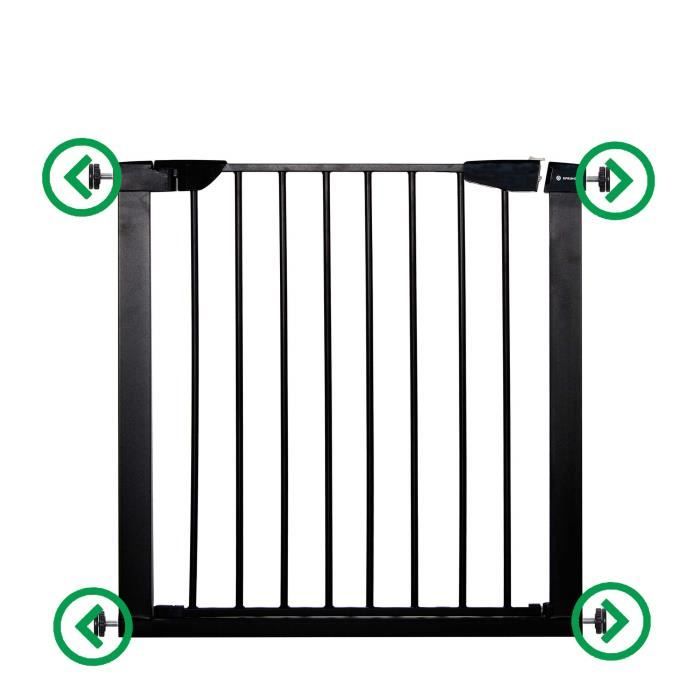Barrière de Sécurité Bébé Enfant pour Escaliers Portes - SPRINGOS - 75-89 cm - Métal + Plastique - Noir