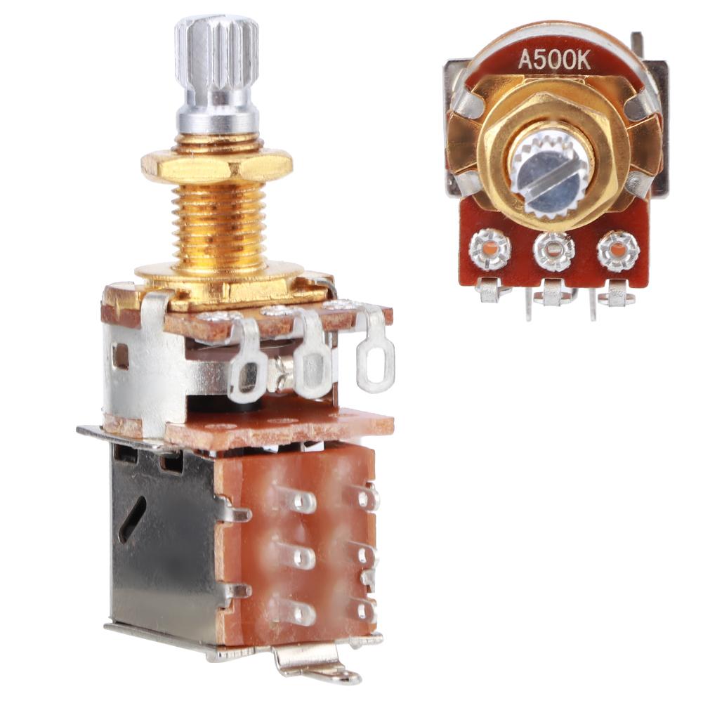 Guitar Control Pot Tone Potentiometer Electric Guitar Bass Push Pull 18mm Shaft Length a500kGold