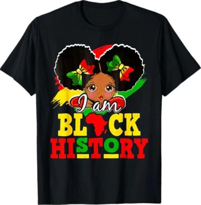 I Am Black History Month African American 100% Cotton T-shirt Mens Tees Top