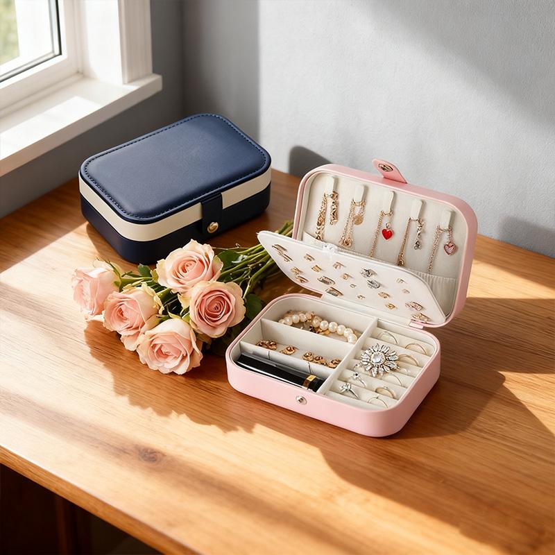 Портативный органайзер из искусственной кожи для путешествий, футляр для хранения сережек, колец, ожерелий, футляр для хранения ювелирных изделий, держатель для дисплея для женщин