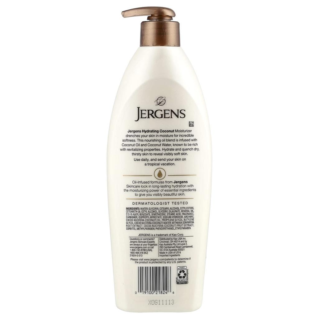 Jergens Увлажняющий крем с кокосовым маслом, 16,8 жидких унций (496 мл)