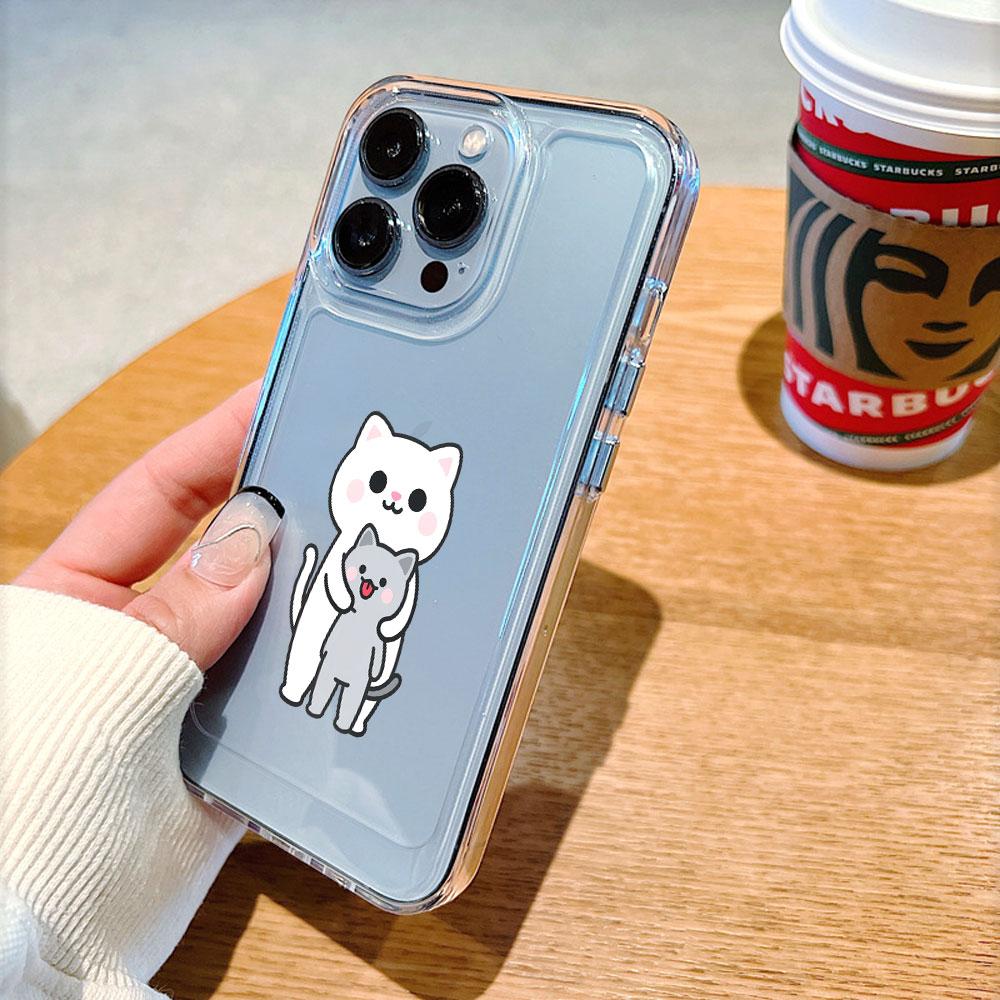 Милый Белый Кот Обнимает Серого Котенка Мягкий TPU Чехол для Телефона для Xiaomi Redmi Note 15 14 13 12 11 10 9 Pro Plus 4G 5G Мягкая Крышка