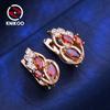 Red Clip Earrings For Women Cubic Zirconia Fashion Leaf Stud Earrings Jewelry For Wedding Party Gifts