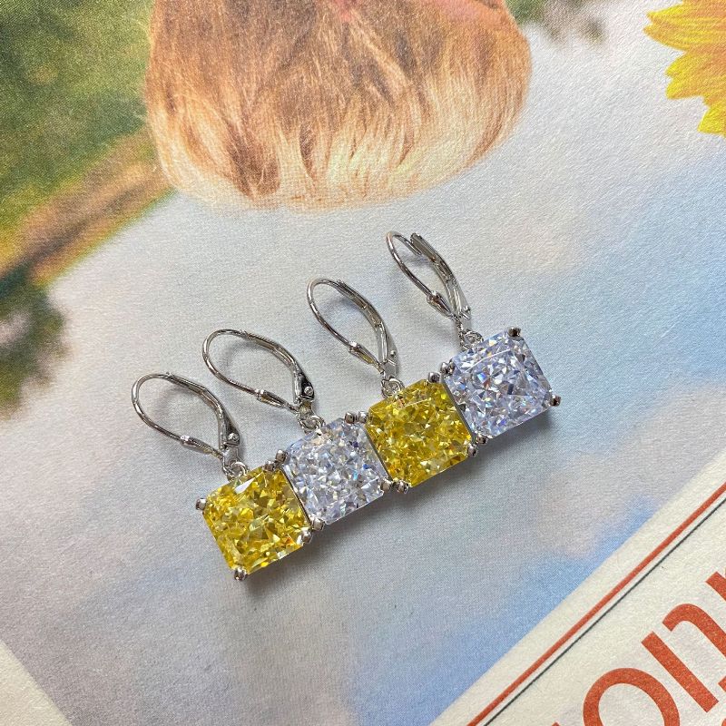 100% стерлингового серебра S925, 10*10 мм, топаз, высокоуглеродистый бриллиант, серьги-капли для женщин, сверкающие свадебные украшения для невесты