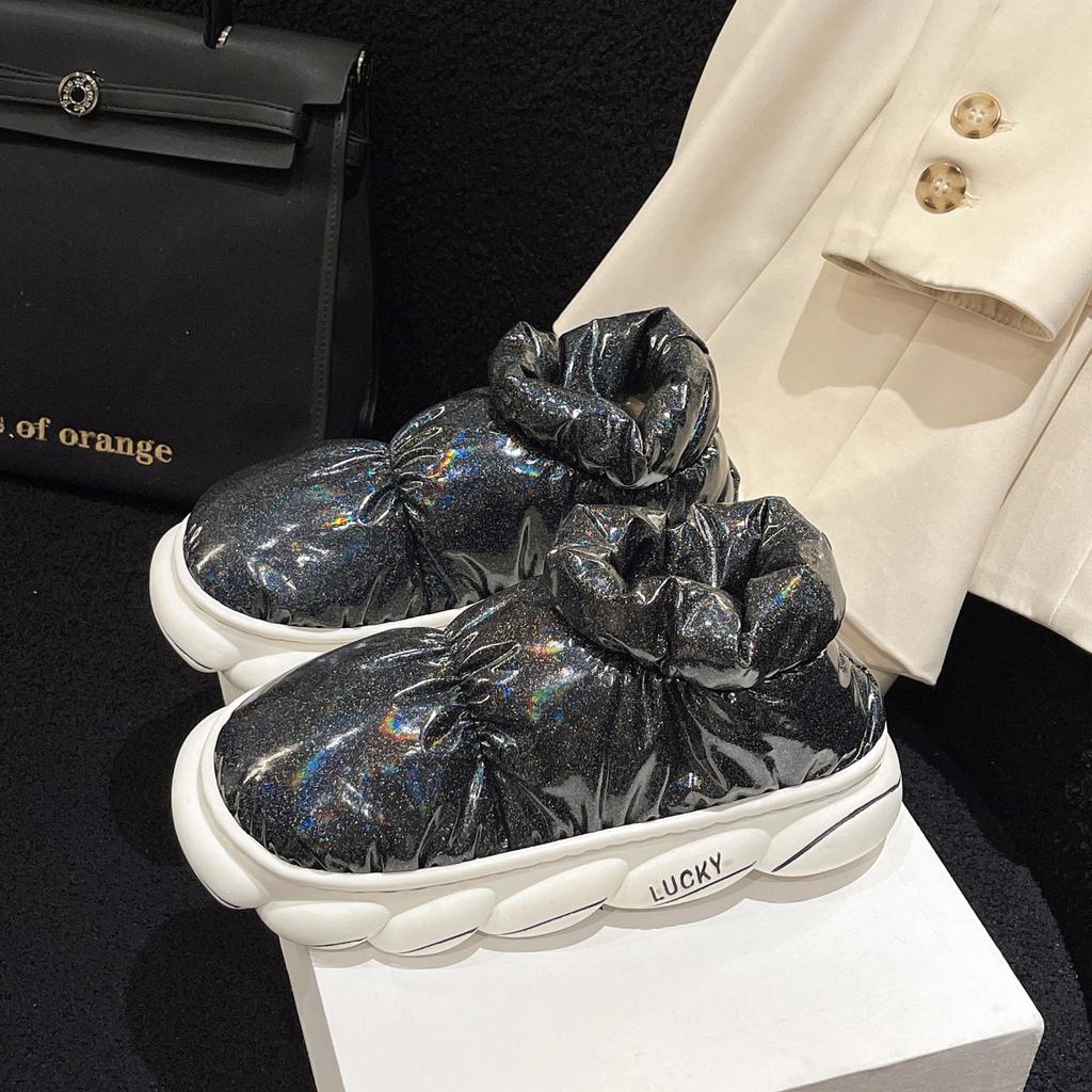 Женские зимние теплые зимние ботинки на меховой подкладке, повседневные ботильоны без шнуровки на флисовой подкладке, непромокаемые верхние ботинки, домашние туфли с высоким берцем для женщин