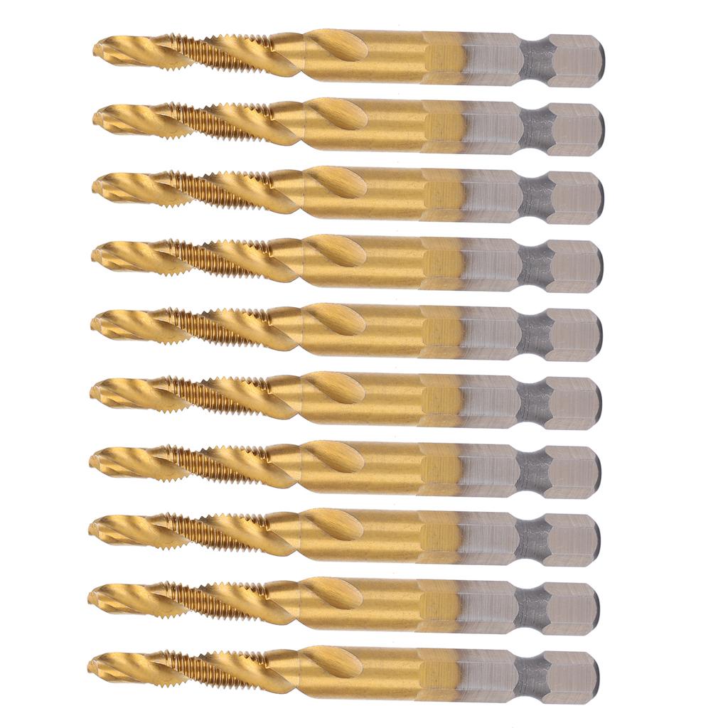 10 шт. Метчики Сверла HSS 6.1 Шестигранный Квадратный Хвостовик Ti Покрытие Композитные M5 Метизы Ручные Инструменты