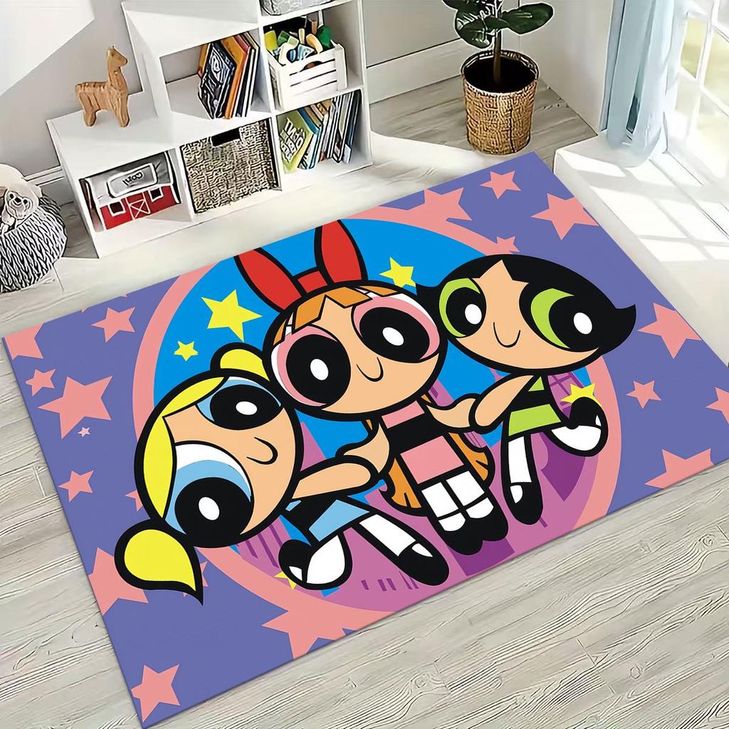 Мультяшный P-Powerpuff Girl Милый Арт Ковер Коврик для Спальни Гостиной Дивана Домашний Придверный Коврик Декор, Большой Детский Нескользящий Напольный Коврик