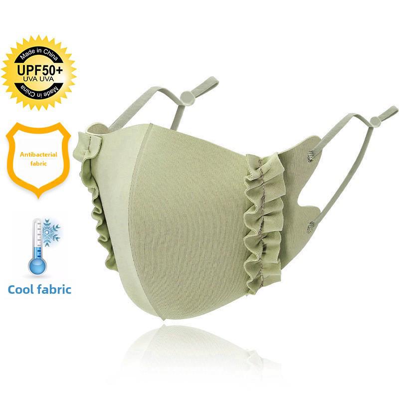 Маска Ice Silk 3D с регулируемым краем для ушей - карамельного цвета, тонкая, дышащая, солнцезащитная, из прохладной ткани