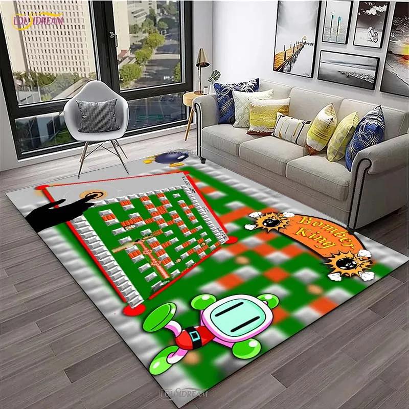 Ретро Ковер для игры Bomberman для гостиной, коврик для спальни, коврик для кухни с нескользящим покрытием, ковер, подарок на день рождения, коврик-постер