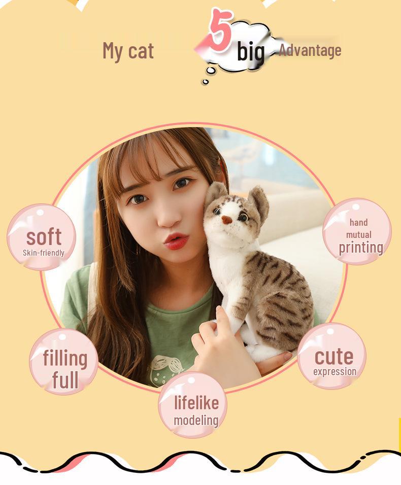 Реалистичная плюшевая фигурка кошки