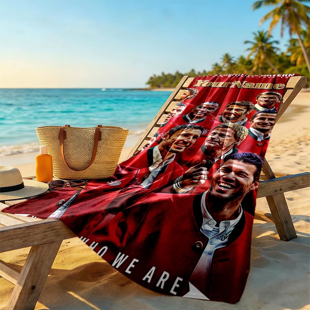 Bayern Munich Personalized Name Beach Towel Quick-Dry Soft Microfiber Suitable for Swimming Gym Camping Yoga Vacation
