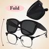 Non-polarized Fashion Folding Sunglasses Cover Over Myopia Prescription Glasses Portable Men Women Vintage Fishing Driving Eyewear