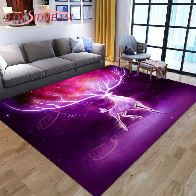3D мультяшный ковер с оленем, дикая природа, горный пейзаж с лесным ковром для дома, гостиной, ковер с лосем для стирки, детские игровые ковры