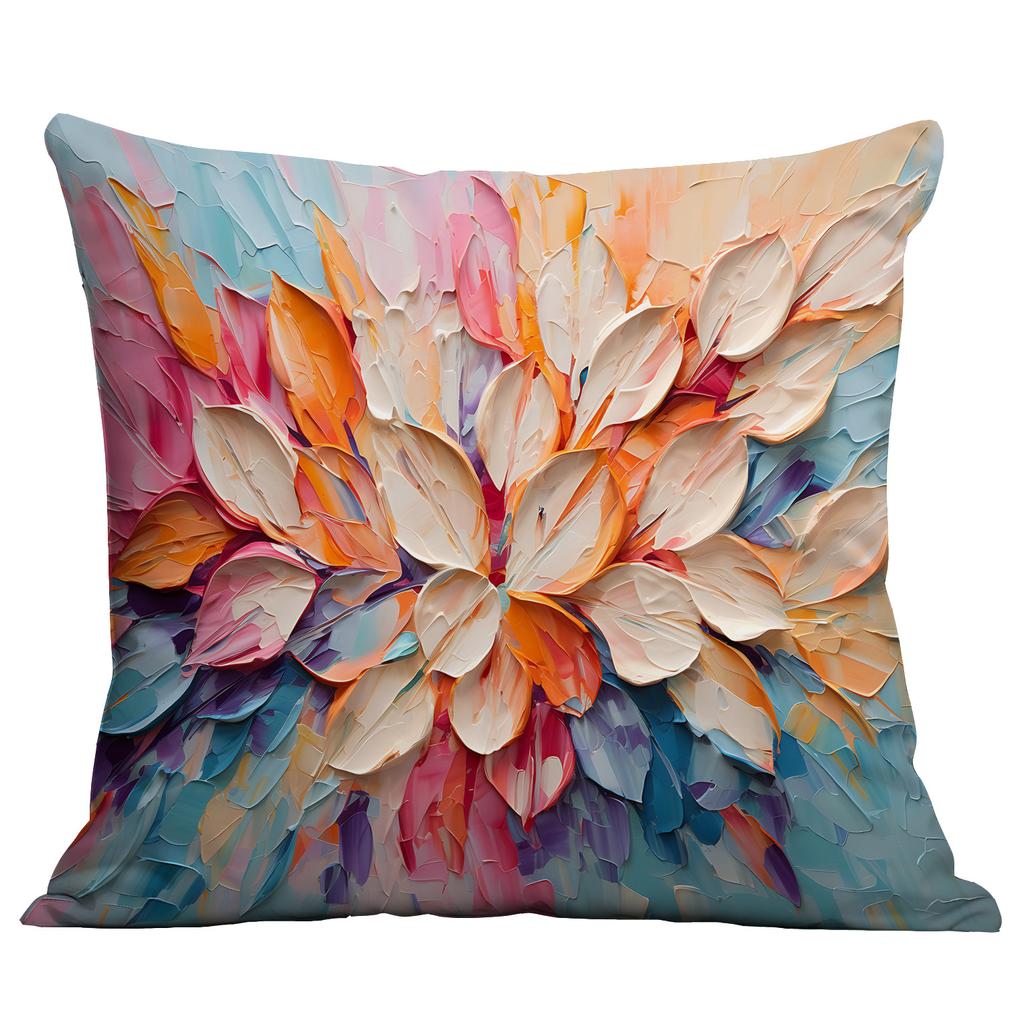 Новая наволочка с цветочным принтом, имитирующая трехмерный стиль масляной живописи, креативная цветочная, для дома, гостиной, диванной подушки