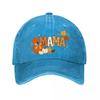 Mama Autumn Pumpkin Leaves Typograph  New Vintage Washed Cotton Baseball Cap Sun Hats