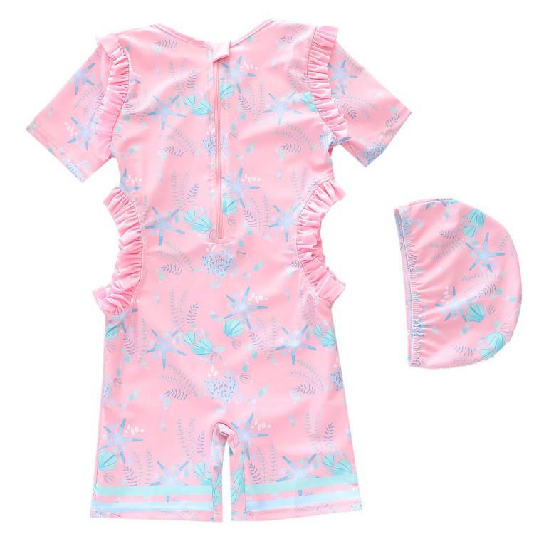 2026 New Sun Protection Mermaid Ruffle One-Piece Swimsuit for Girls - Available in Various Sizes