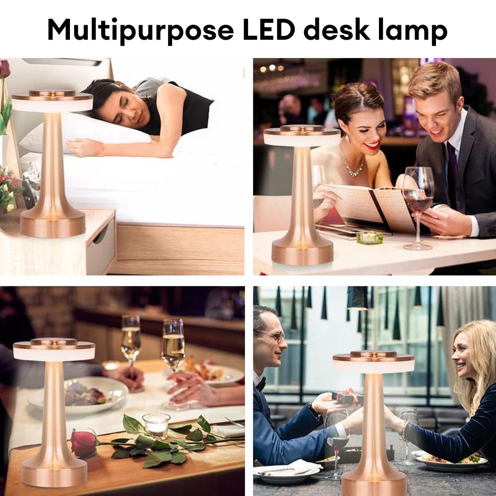 Портативная металлическая светодиодная настольная лампа с сенсорным датчиком, трехцветная регулировка температуры, перезаряжаемая ночная подсветка для бассейна