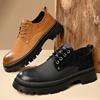 2025 Autumn New Casual Fashion Men's Shoes Retro First-layer Cowhide Tooling Shoes Men's Wear-resistant Low-top Platform Shoes Men's