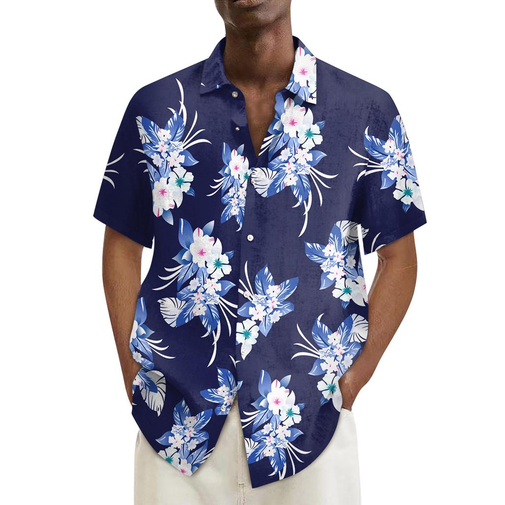 Гавайская рубашка для мужчин, мужские винтажные рубашки для боулинга на пуговицах, летняя пляжная рубашка с коротким рукавом