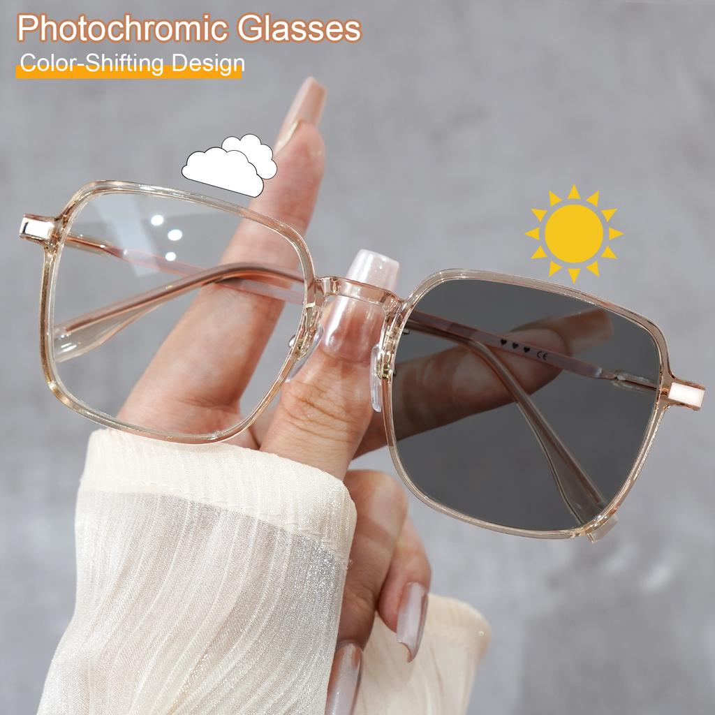 Сверхлегкие фотохромные очки с большой оправой для женщин и мужчин - Модный и повседневный стиль, идеально подходят для повседневной одежды