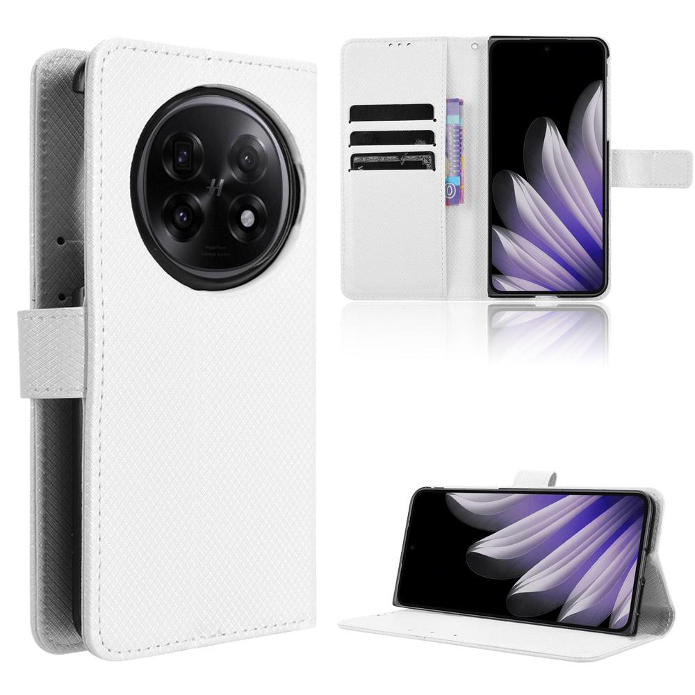 For Oppo Find N5 5G Leather Wallet Case with Strap Diamond Texture Phone Cover