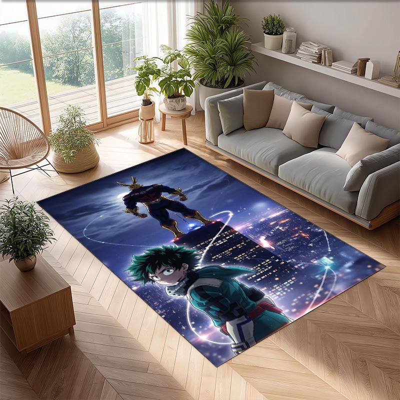Soft Crystal Velvet Floor Rug,My Hero Academia Anti Slip Decorative Carpet, Plush Area Mat For Indoor Home Decoration