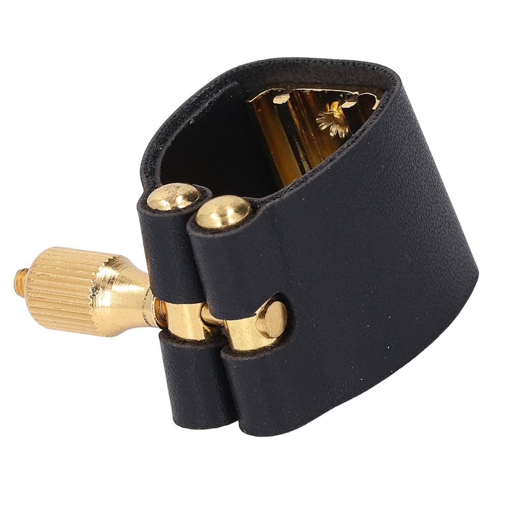 Leather And Metal Sax Mouthpiece Ligature Black Color Saxophone Ligature Strap For Alto Saxophone