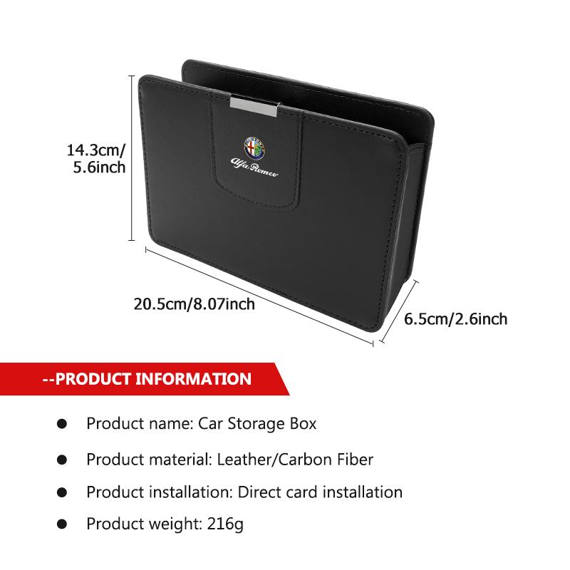 PU Leather Car Seat Side Door Storage Box Phone Pocket Pouch For Alfa Romeo 159 Giulietta Giulia 147 Mito 156 159 166 GT Stelvio