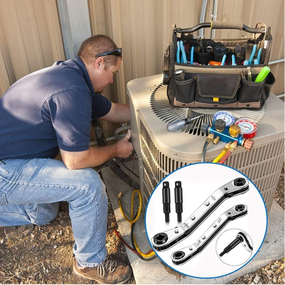 Эффективный гаечный ключ для клапанов кондиционера Профессиональный сервисный гаечный ключ Инструмент Трещоточный ключ Инструмент для ремонта