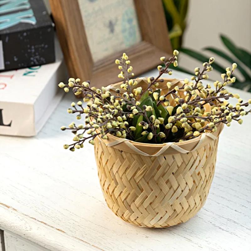 1 шт. Подарочная упаковка, современная корзина для хранения, простая бамбуковая плетеная подарочная упаковка, цилиндрическое ведро, цветочная корзина