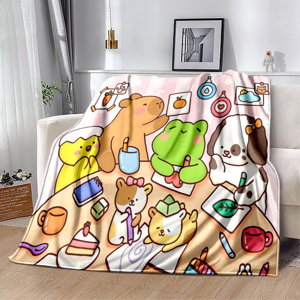 Cute Capybara Party Blankets are suitable for living rooms,making them an ideal choice for outdoor travel and gifts.