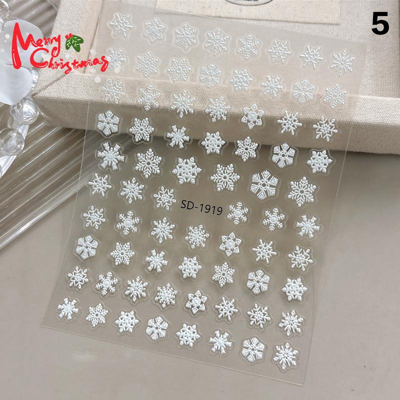 Christmas Nail Stickers 3D Relief Winter Snowflake Bear Nail Sticker For Women And Girl Santa Claus Nail Sticker Art Decorstion