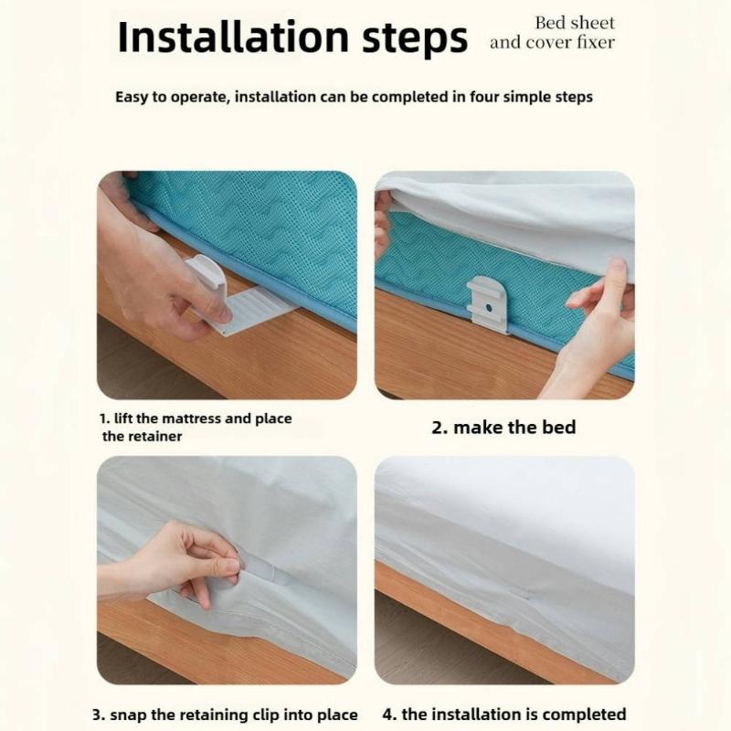 4pcs Multi-Functional Non-slip Sheet Holder Adjustable Plastic Bed Cover Fixing Clip Household Anti-Shift Fasteners Home