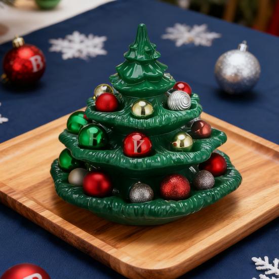 Yousheng Deviled Egg Christmas Tree Decorative Deviled Egg Platter Green Resin Xmas Tree Shape Reusable Holiday Egg Holder for Deviled Eggs Festive