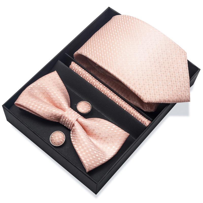 Комплект из 6 предметов, деловой мужской галстук, 8 см, галстук-бабочка, подарочная коробка.