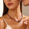 Wooden And Plastic Beaded Chokers Necklace Retro Style Layering Design Daily Wear Party Accessory Clavicle Chain Jewelry