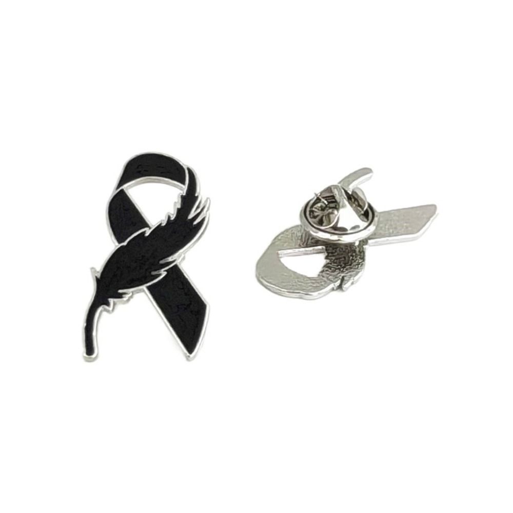 Skin Cancer Black Ribbon Pin Melanoma Cancer Black Bow Brooch Pin Women Men