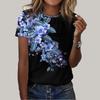 Модная женская футболка с этикетом и цветочным принтом, забавная повседневная футболка с круглым вырезом и короткими рукавами, летняя женская футболка