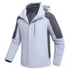 Men Womens Waterproof Jacket 3-in-1 Windbreaker Winter Coat Fleece Inner for Rain Snow Solid Color Contrast Color Can Be Removed