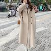 Women Woolen Coat Double-Breasted Autumn Winter Fashion Loose Long Trench Coat Retro Loose Female Overcoat Ladies Windbreak