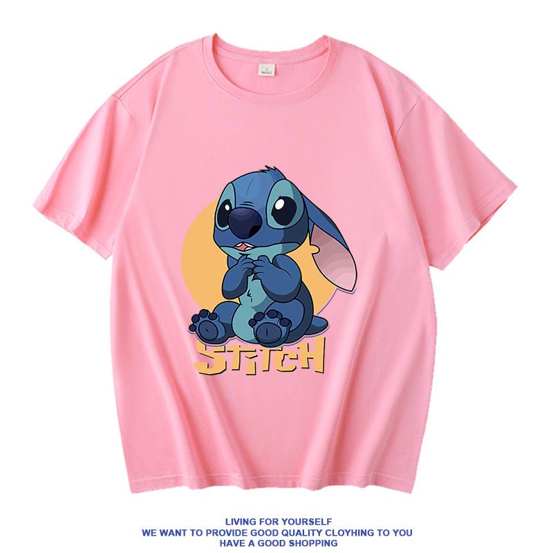 Женская летняя повседневная футболка Disney со Стичем - Свободный крой, короткий рукав, студенческий топ