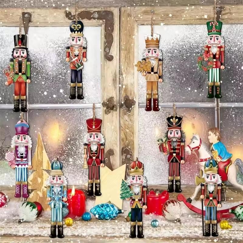 12/24/36pcs Christmas Wooden Decorations Hanging Ornaments Nutcracker Classic Christmas Tree Decoration for Holiday Decorations