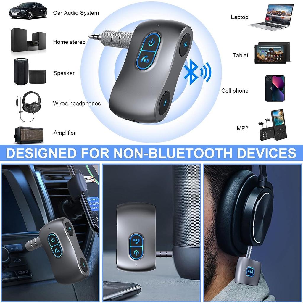 Беспроводной 5.0 Aux Bluetooth-адаптер для автомобиля с громкой связью, поддержка TF-карты, двойное соединение, приемник для автомобиля, наушники и домашние стереосистемы