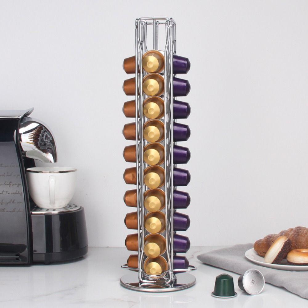 360 Degree Rotatable Coffee Capsules Holder Plating Coffee Capsule Rack Tower Coffee Tools