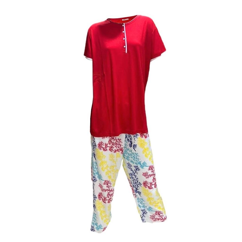 Женский капри из вискозы Bludream Battal размера плюс с коротким рукавом