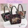 Этническая холщовая сумка-тоут с изображением слона, кошки и кролика, с карманом на молнии, для повседневного использования